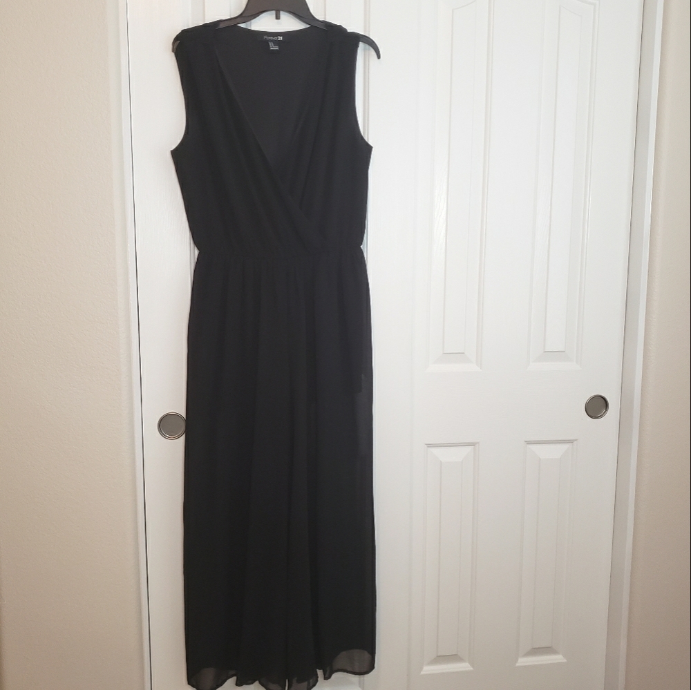 Black Sleeveless Wide-Leg Jumpsuit